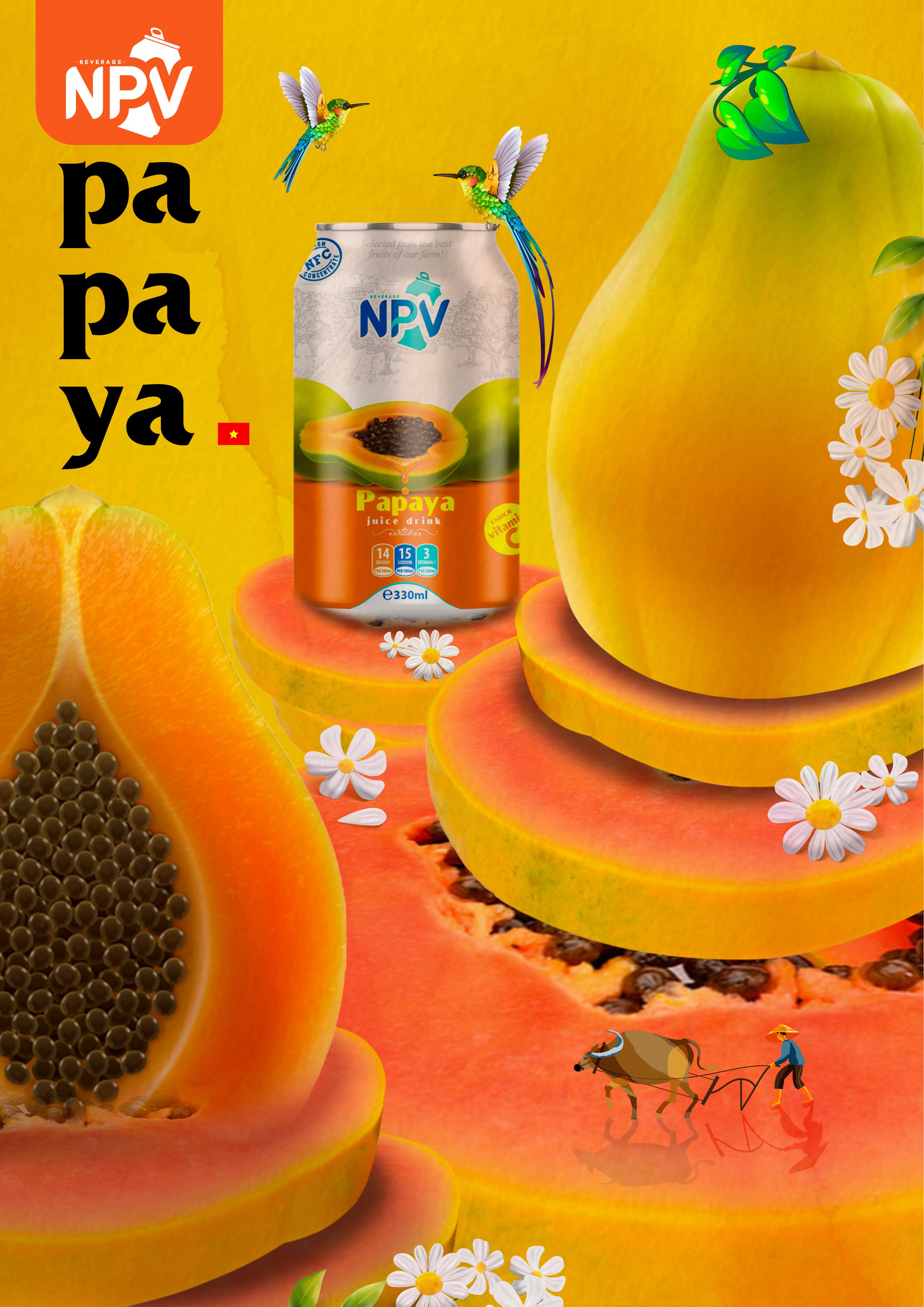 NPV Papaya Juice Drink 330ml Alu Can