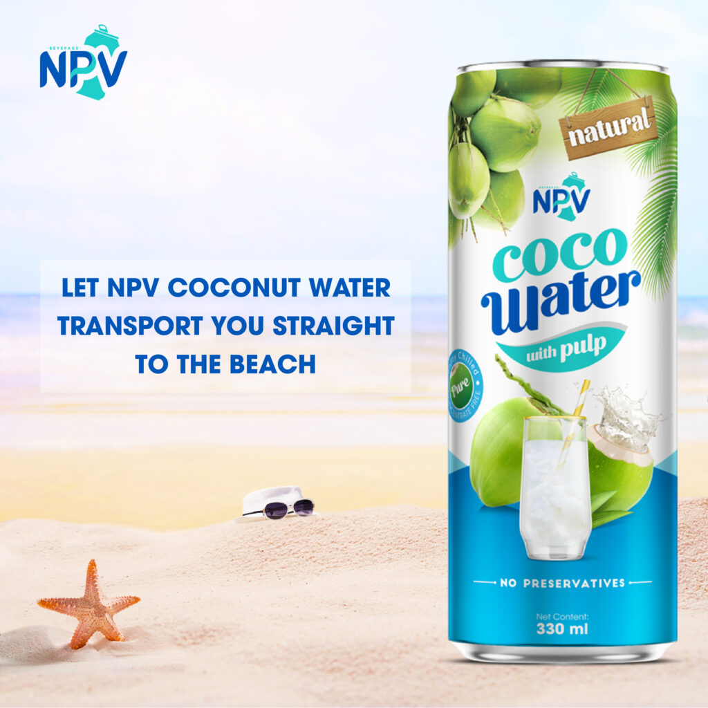 Coconut Water With Pulp 330ml Can NPV Brand - NPV Beverage