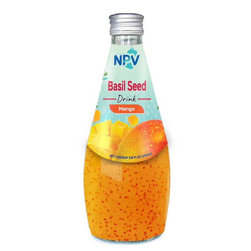 Basil Seed Drink With Mango Flavor 290ml Glass Bottle NPV Beverage