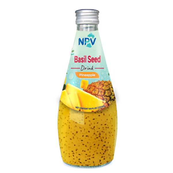 Basil Seed Drink With Pineapple Flavor 290ml Glass Bottle NPV Beverage