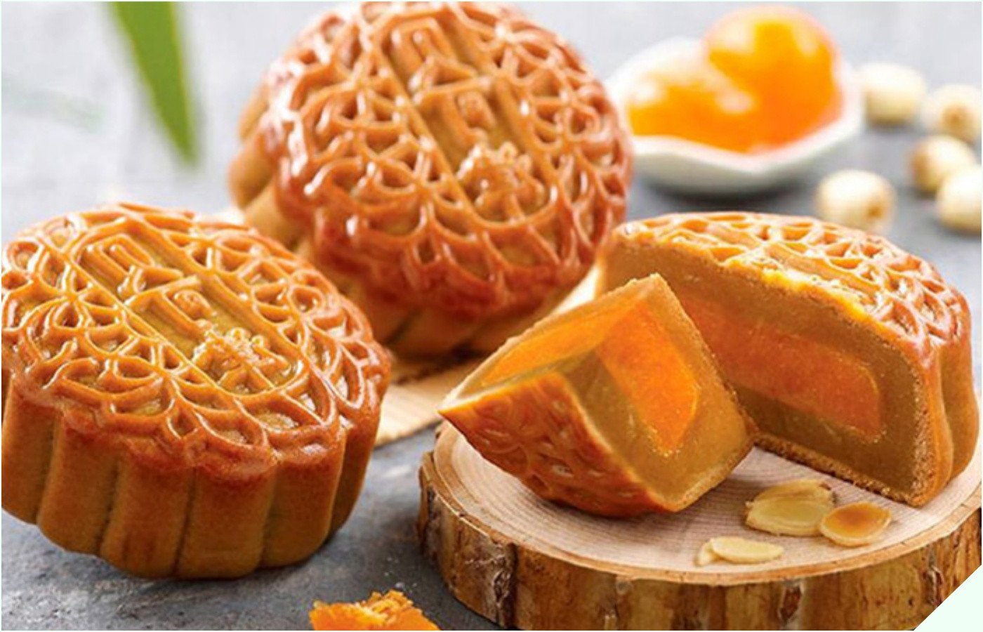 Mooncakes symbolize luck, happiness, health, and wealth