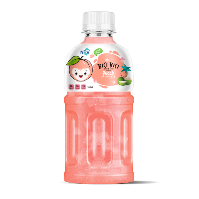 Peach Juice With Nata De Coco 300ml Bottle NPV Brand