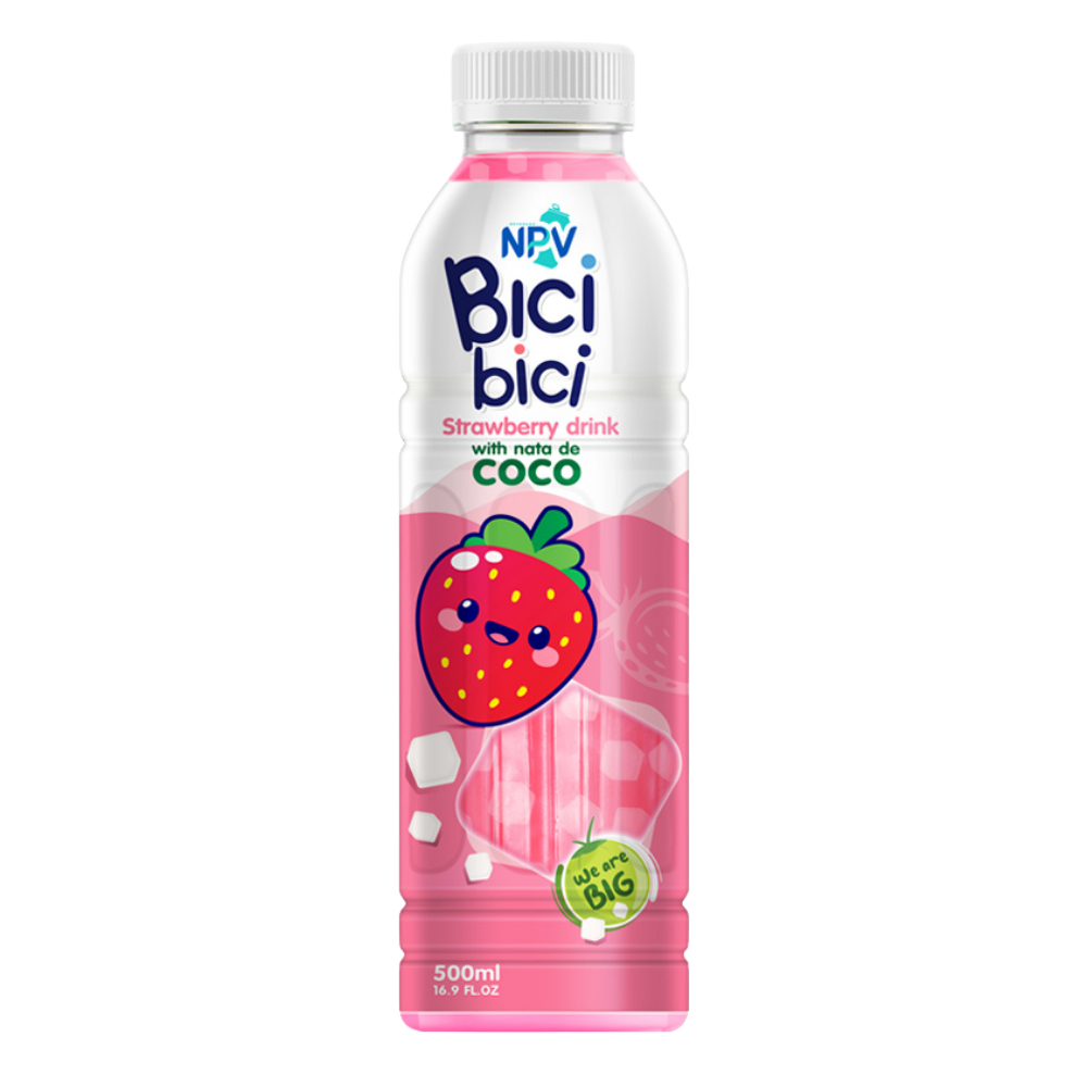NPV Bici Bici Strawberry Drink with Nata de Coco 500ml PET Bottle