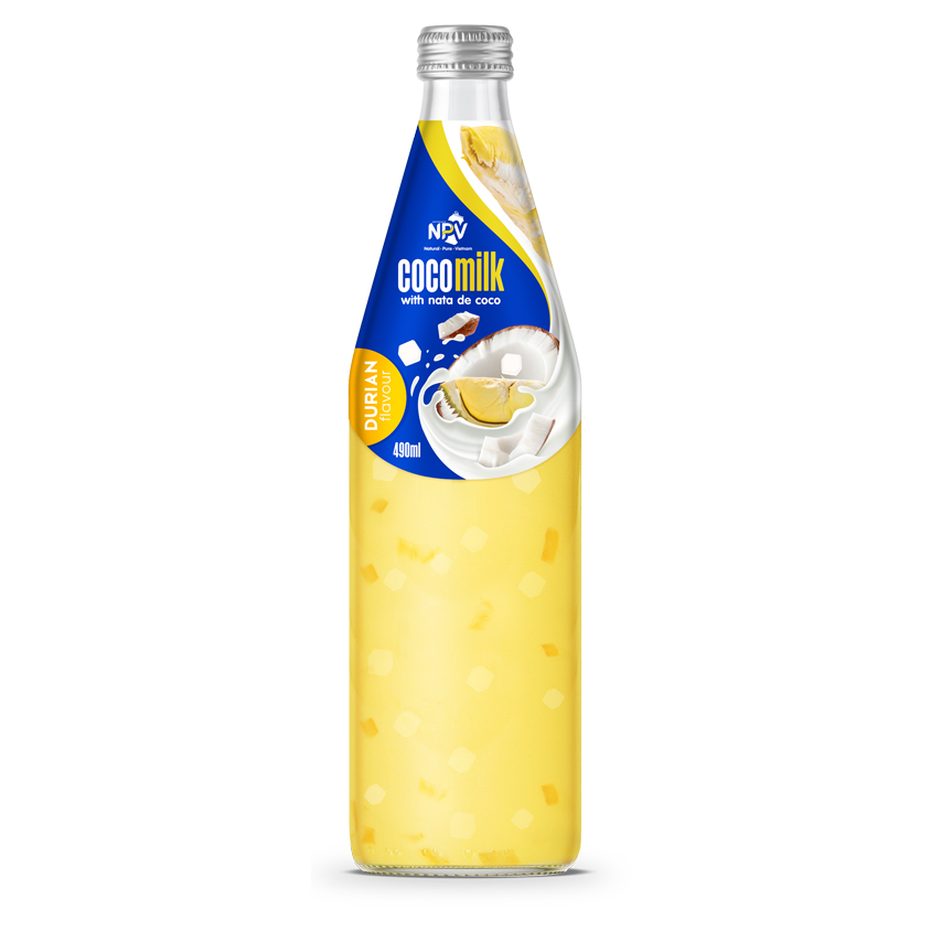 Coconut Milk With Nata De Coco And Durian Flavor 490ml Glass Bottle