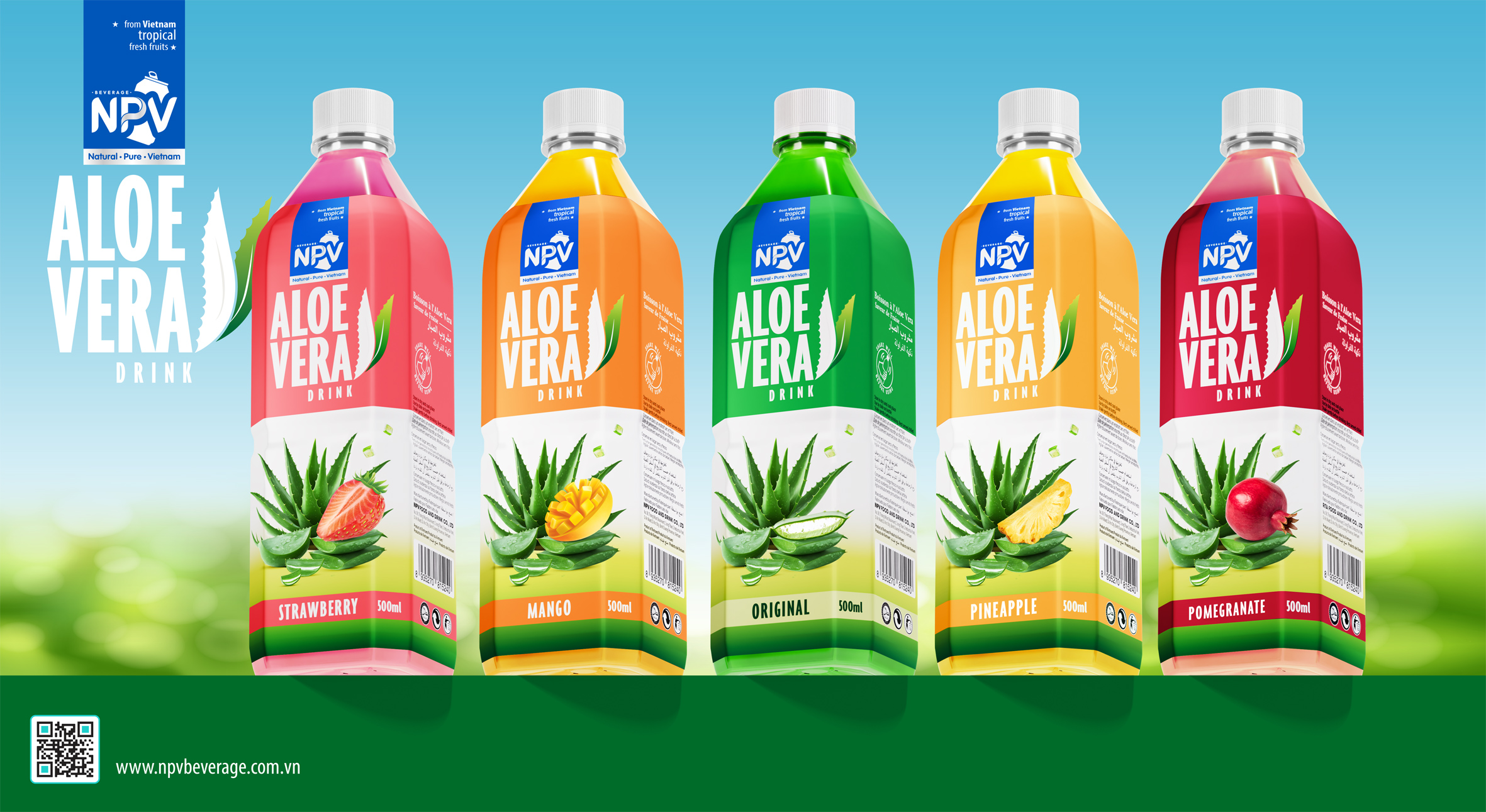 Fresh & Healthy 500ml Pet Bottle Aloe Vera Juice Drink With Pomegranate Poster 2