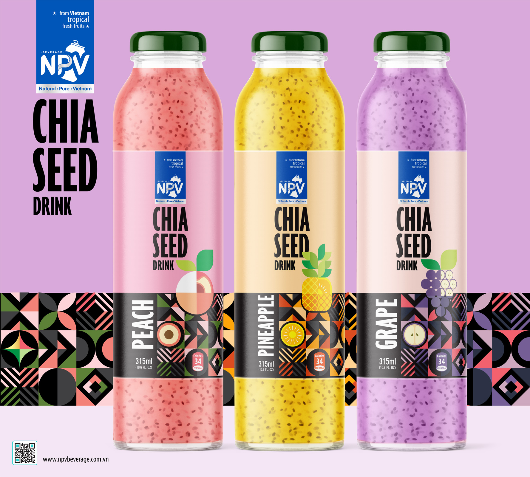 CHIA Seed With Grape Drink 315ml Glass Bottle (10.6 Fl Oz) Poster 2