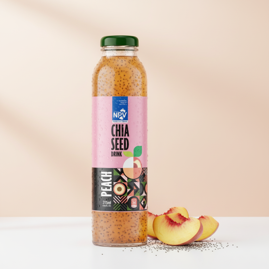 CHIA Seed With Peach Drink 315ml Glass Bottle - NPV Premium Beverage