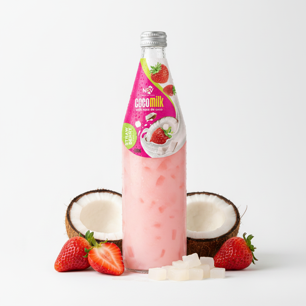 Coconut Milk With Nata De Coco And Strawberry Flavor - NPV Premium Beverage