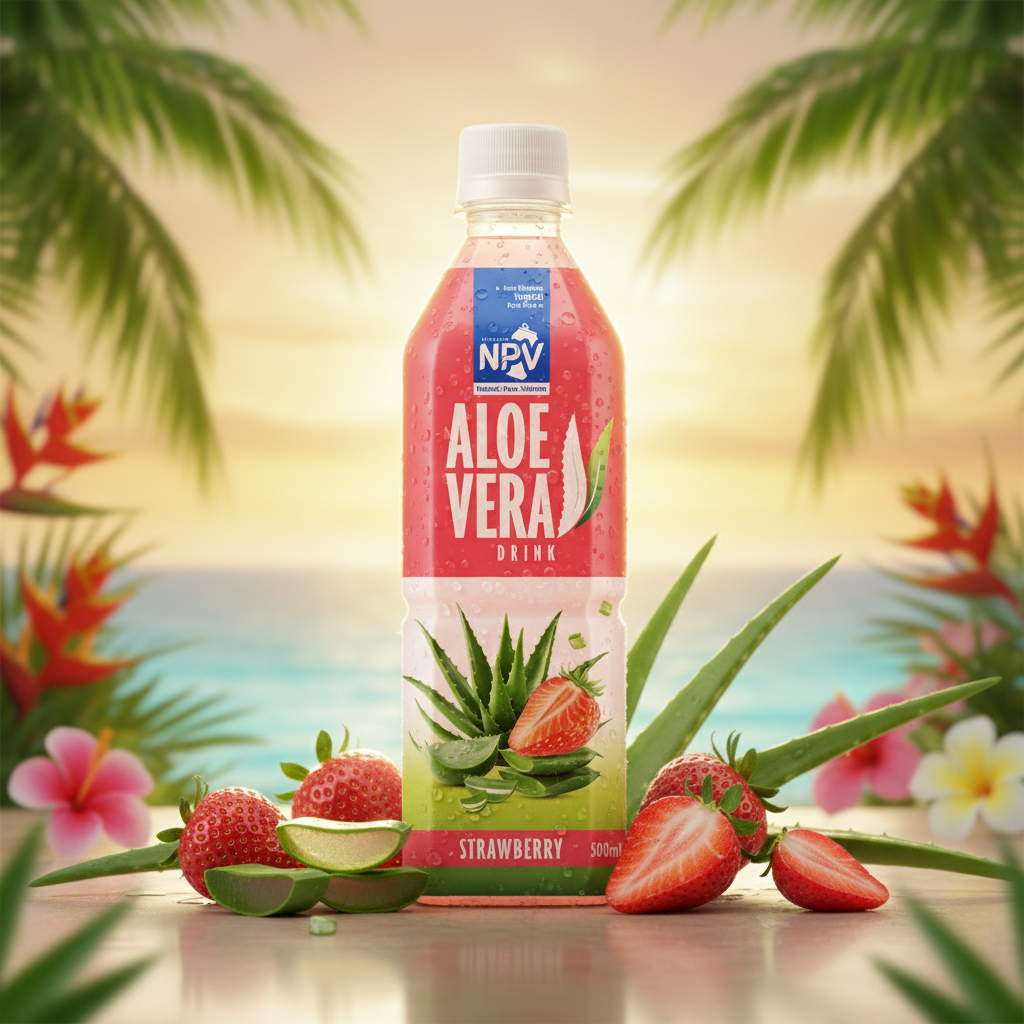 Fresh & Healthy Aloe Vera Juice Drink With Strawberry - NPV Premium Beverage