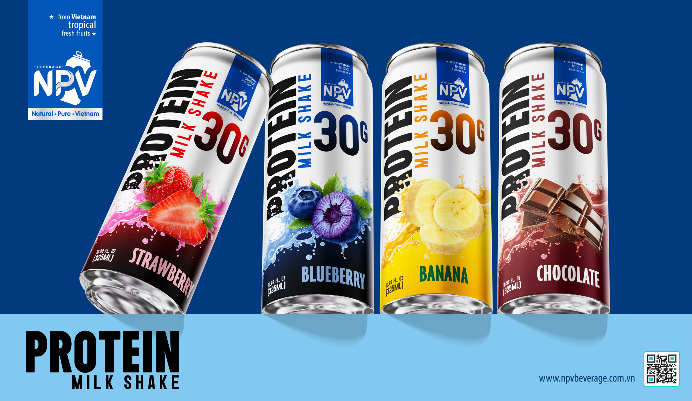30g Protein Milk Shake With Bluberry Drink 325ml (10.98 Fl Oz) Poster 2