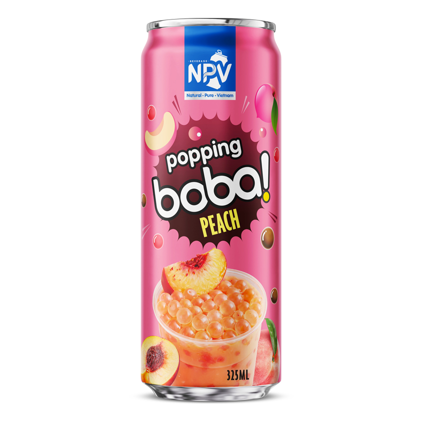 Peach Popping Boba With Aloe Pulp Drink 320ml Can