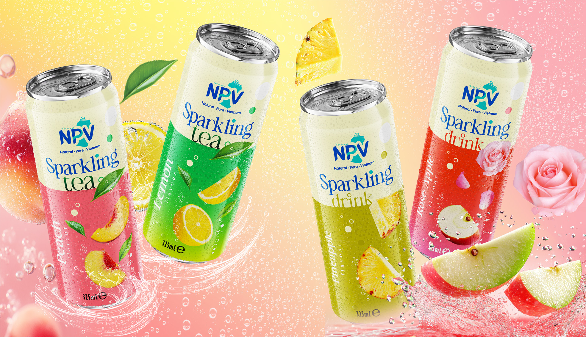 Refreshing Sparkling Drink With Lemon Flavour 320ml Can Poster 2