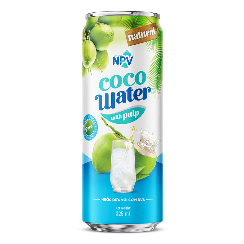 Pure Natural Coconut Water With Pulp 325ml Cans