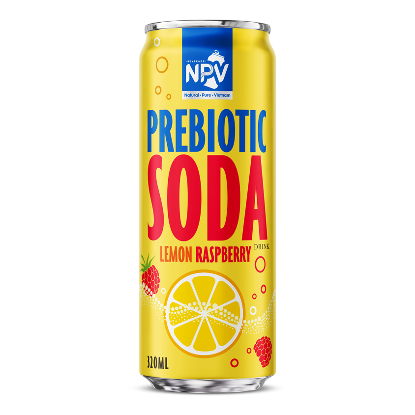 Sparkling Prebiotic Lemon Raspberry Drink 320ml Can – Low Calorie Refreshment