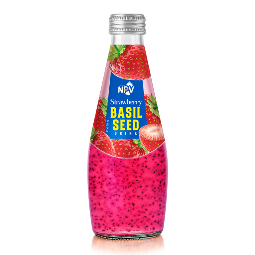 Strawberry Basil Seed Drink 290ml Glass Bottle NPV