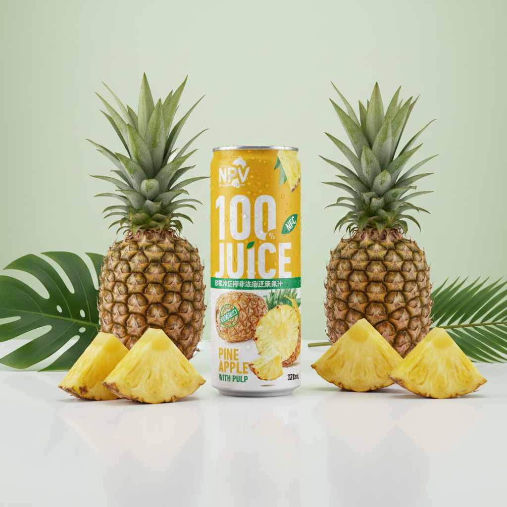 100 Juice NFC Pineapple With Pulp Drink 320ml - NPV Premium Beverage