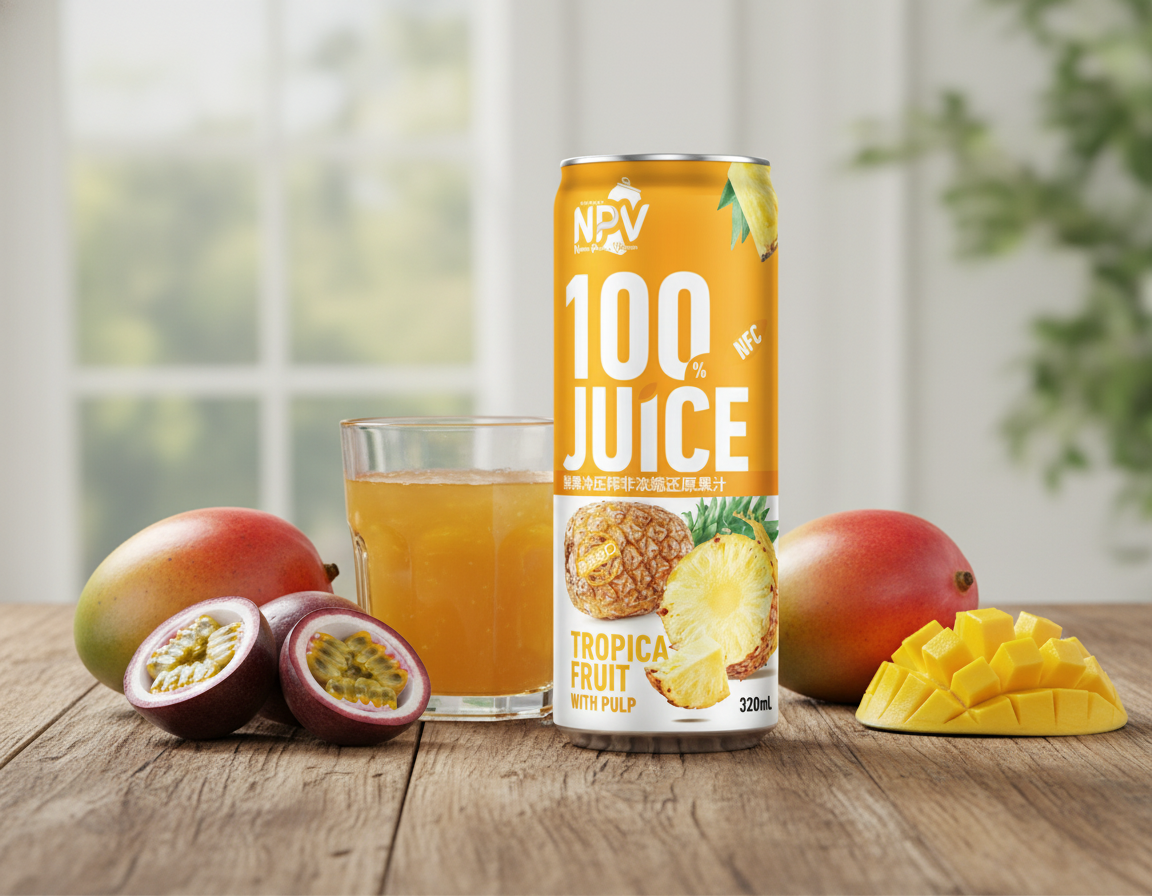 100 Juice NFC Tropical Fruit With Pulp Drink 320ml - NPV Premium Beverage