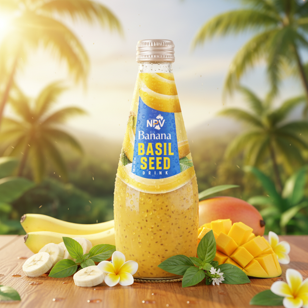 Banana Basil Seed Drink 290ml Glass Bottle - NPV Premium Beverage