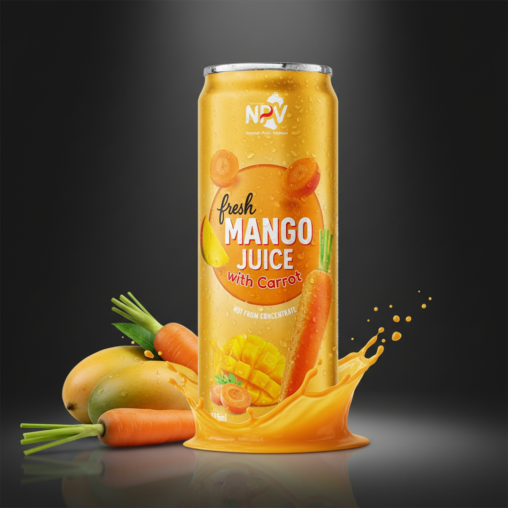 Fresh Mango Juice With Carrot Drink 320ml Cans - NPV Premium Beverage