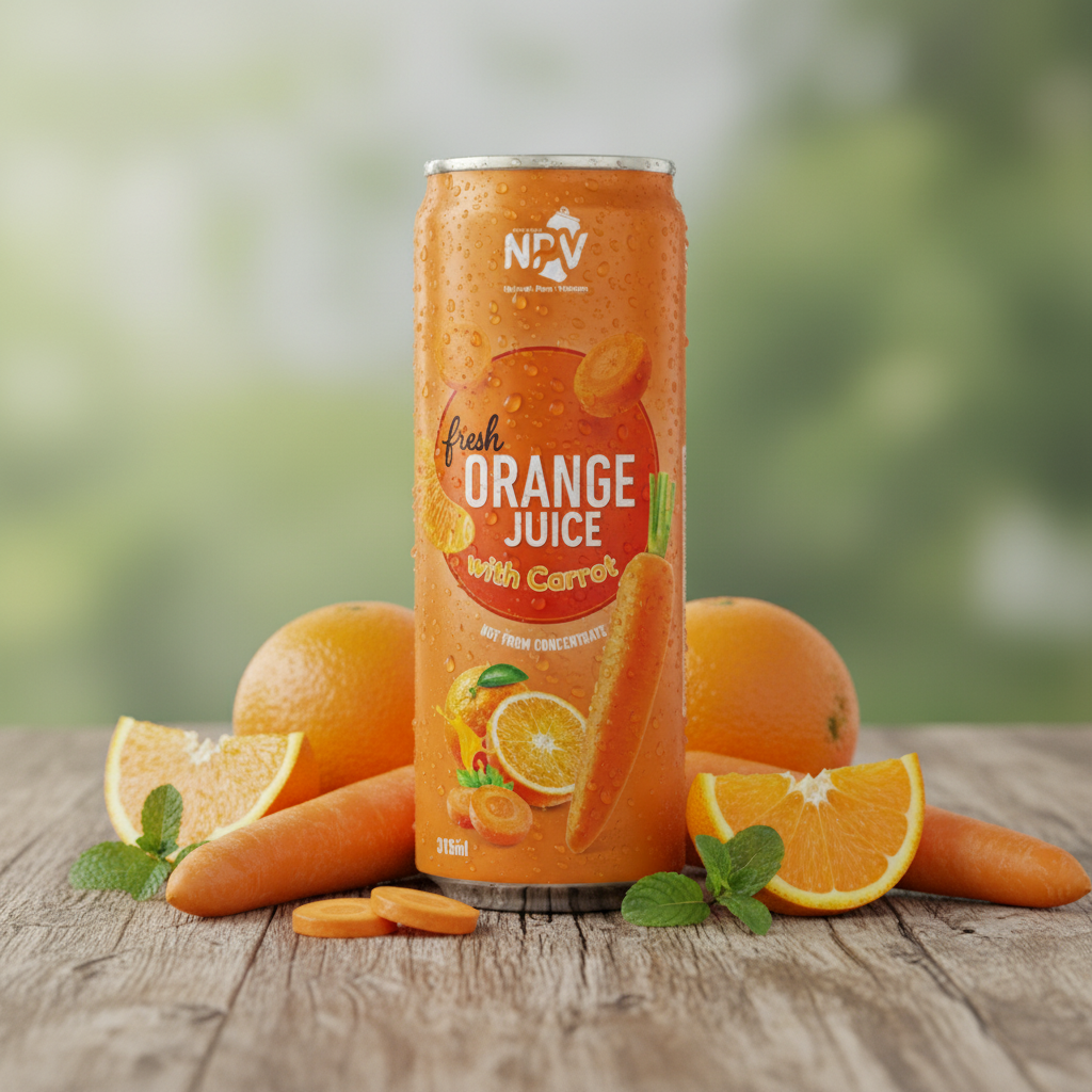 Fresh Orange Juice With Carrot Drink 320ml Cans - NPV Premium Beverage