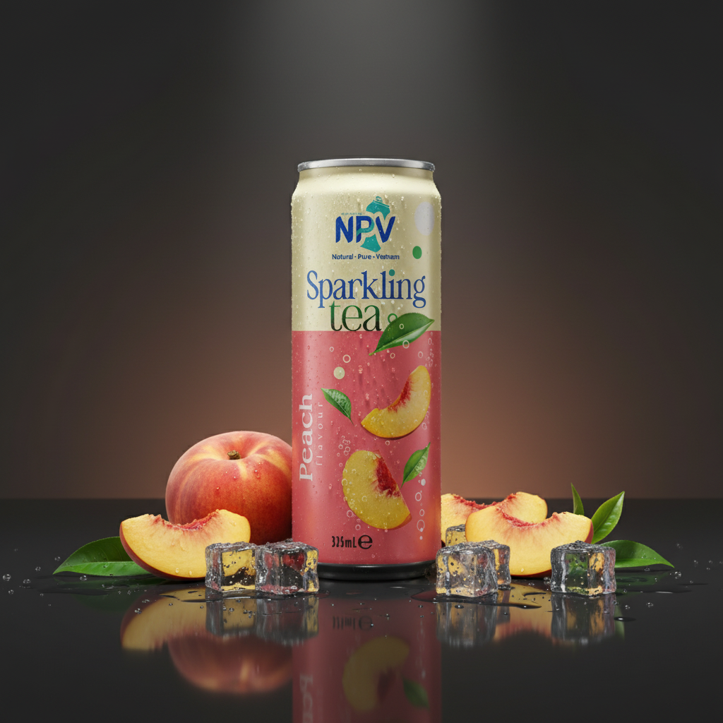 Refreshing Sparkling Drink With Peach Flavour 320ml Can - NPV Premium Beverage