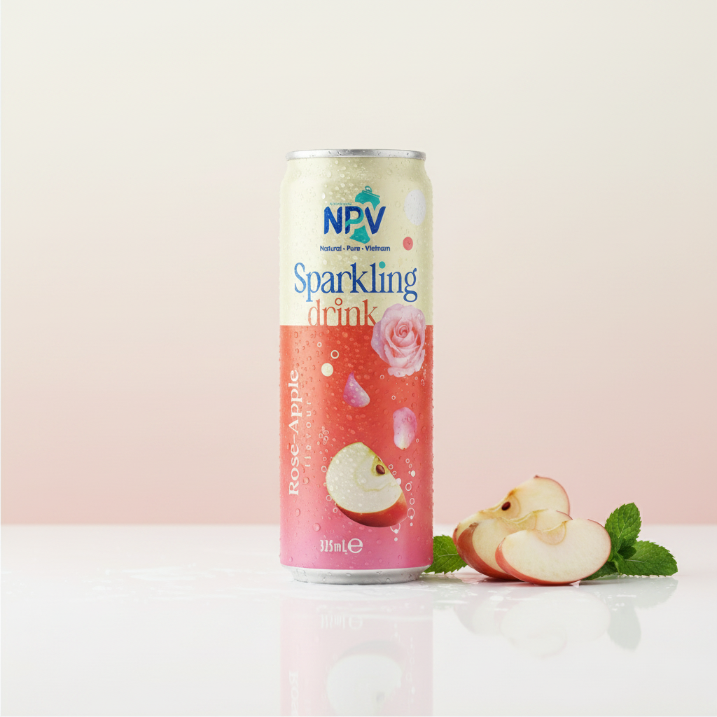Refreshing Sparkling Drink With Rose Apple Flavour 320ml Can - NPV Premium Beverage