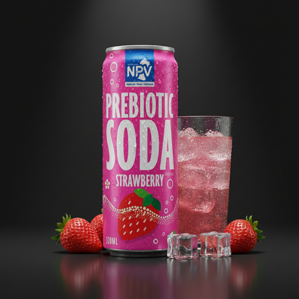 Sparkling Prebiotic Strawberry Drink 320ml Can - NPV Premium Beverage